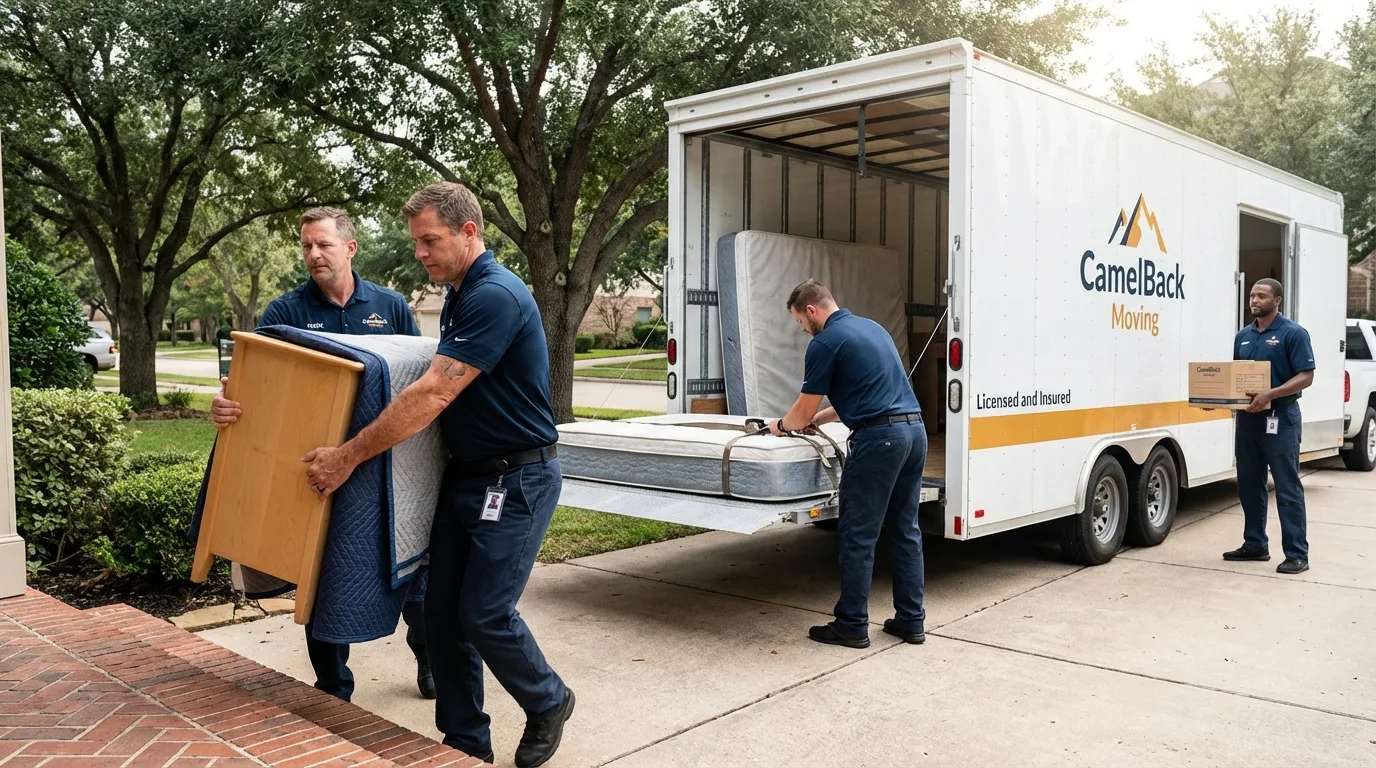 Crew loading residential truck for cross-state move from Vine Grove, KY