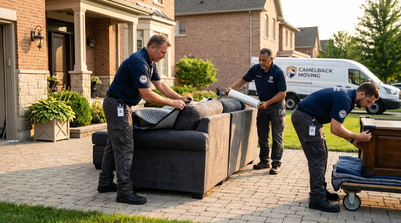 Large estate moving crew wrapping furniture in Vine Grove, KY