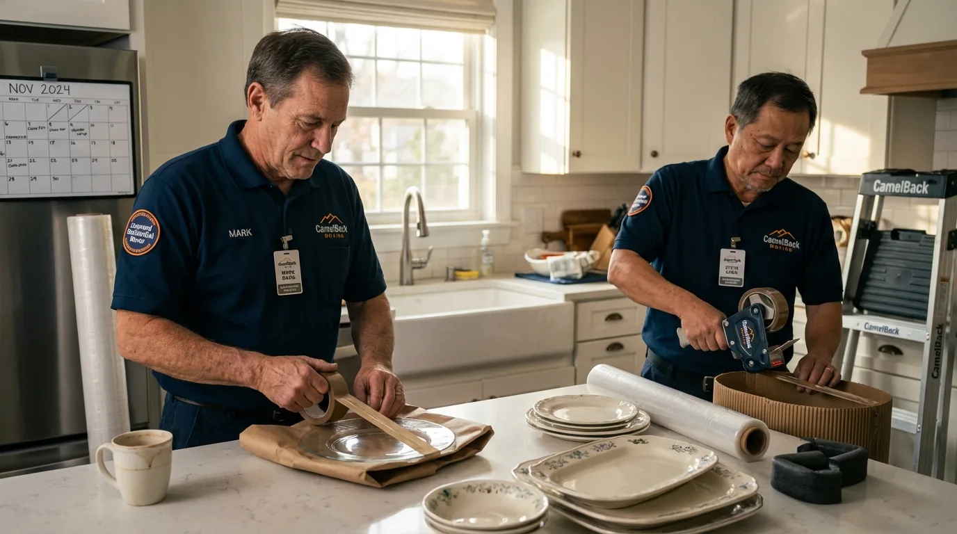 Professional crew packing kitchen dishware in Vine Grove, KY